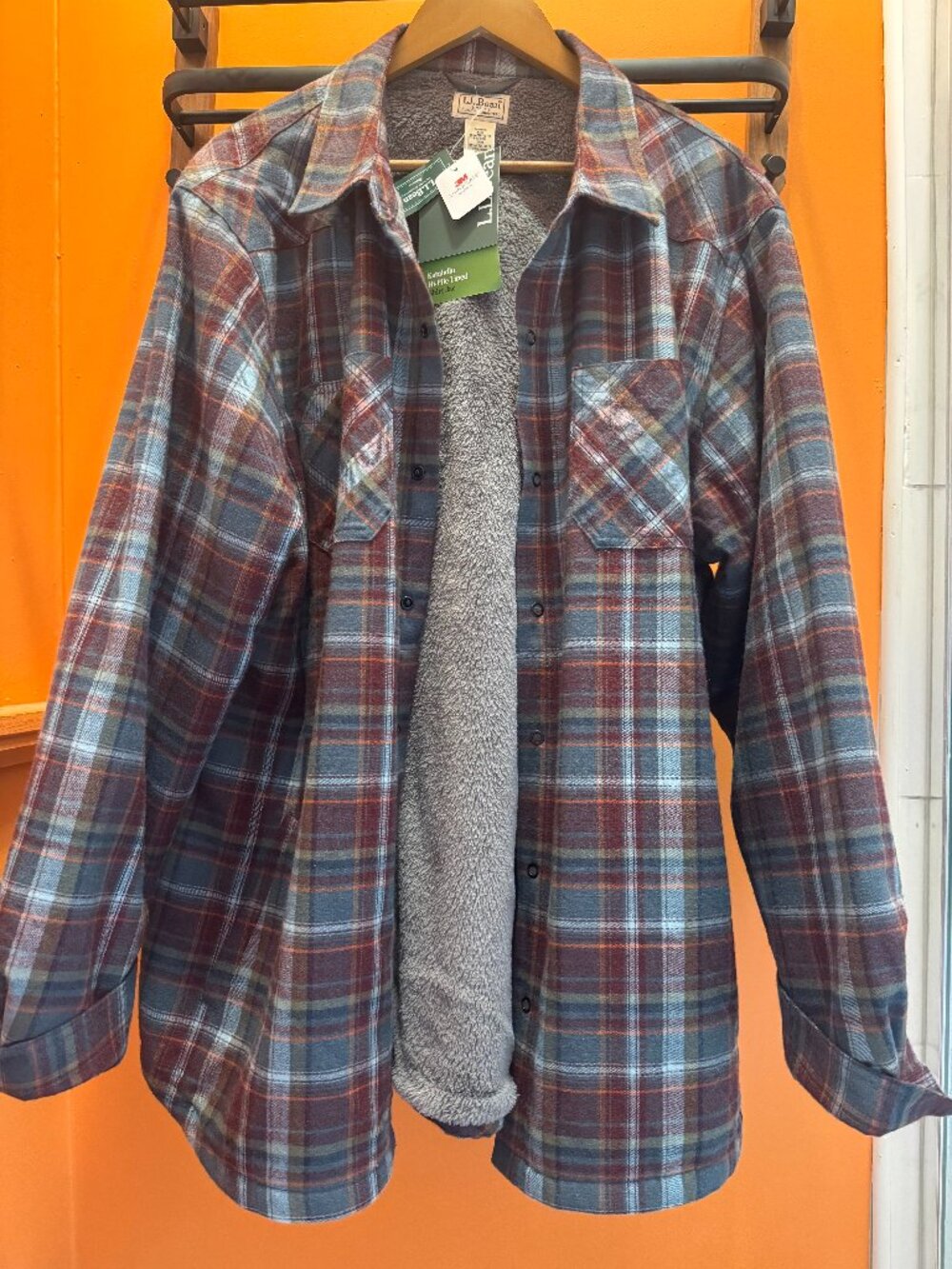 Katahdin Performance Hi-Pile Fleece-Lined Plaid Flannel Shirt Jacket